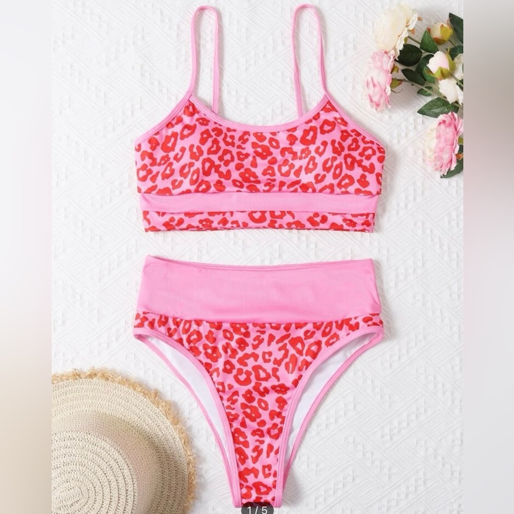 *NEW* SHEIN Allover Graphic Rib Bikini Swimsuit